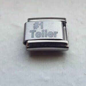 #1 Teller laser 9mm stainless steel italian charm bracelet link new